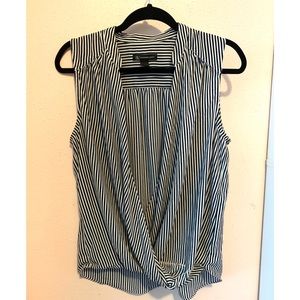 INC Navy/White Striped Blouse